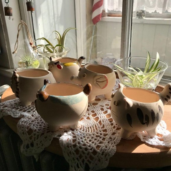 Clay Animal Planters with Button Eyes ~ Handmade - Picture 10 of 10